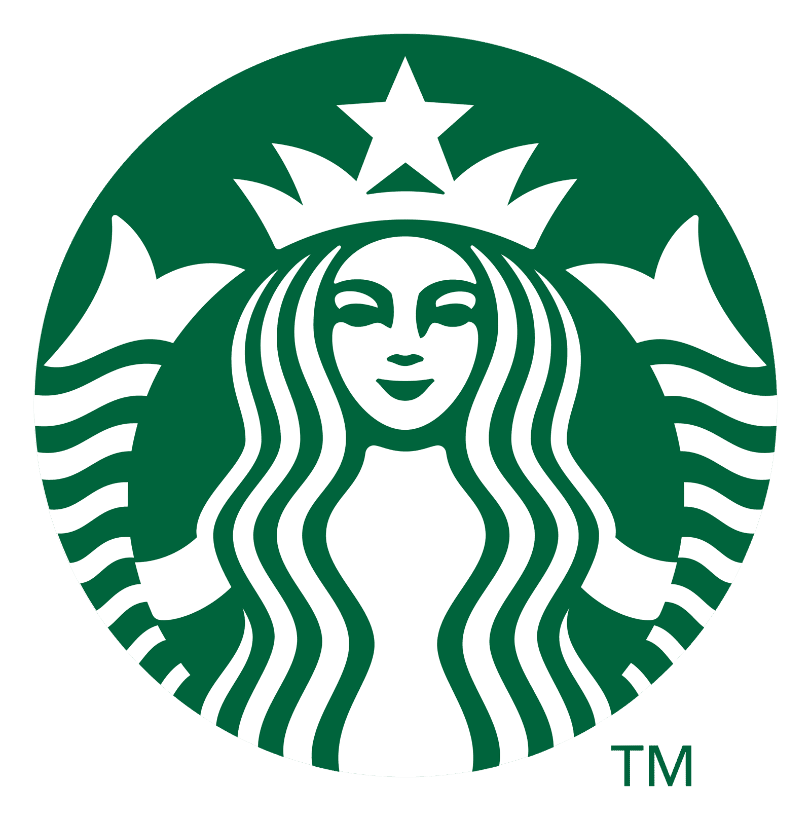 Starbucks green circular logo featuring a twin-tailed mermaid wearing a crown with a star.